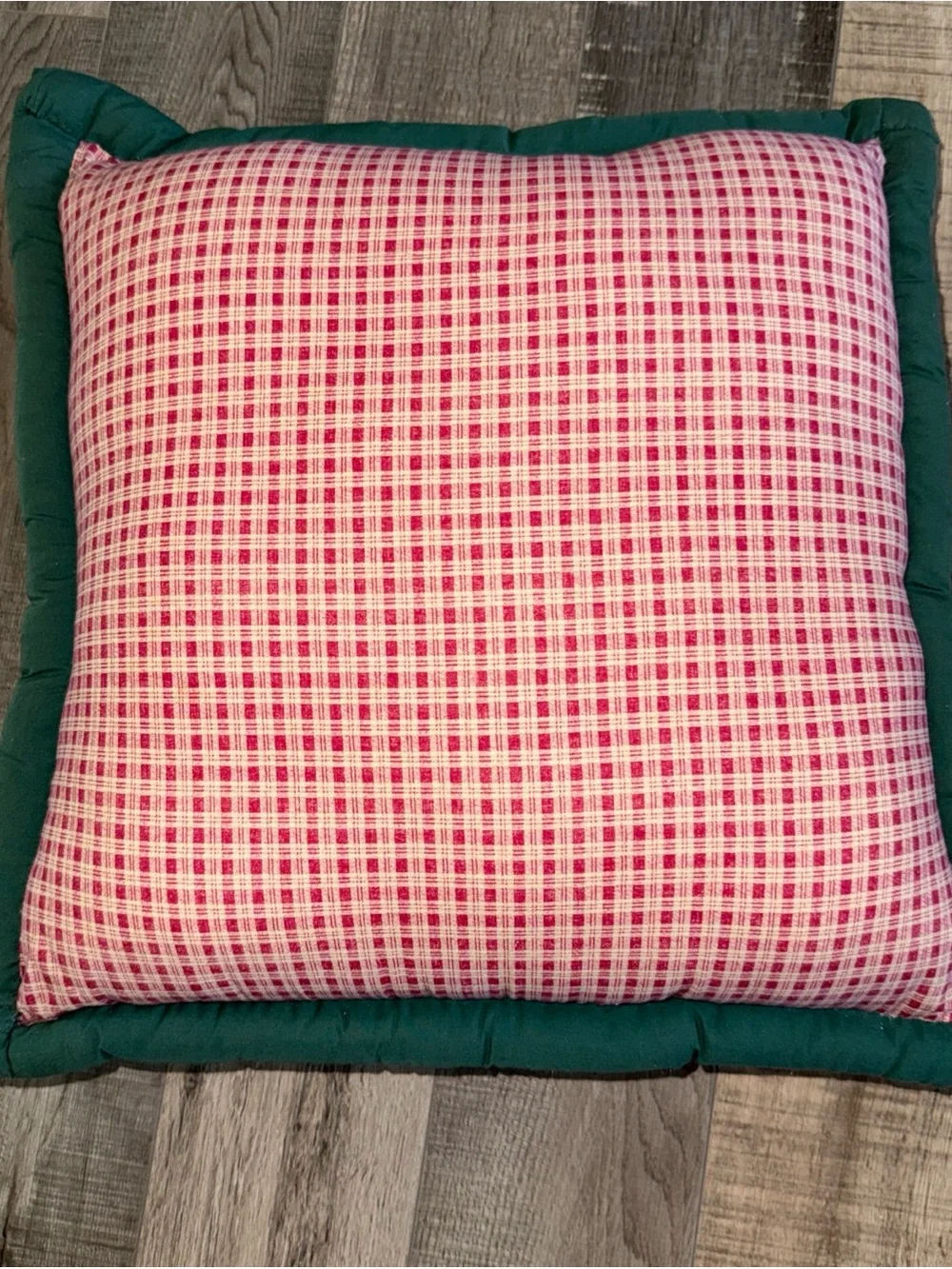 Handmade patchwork Holiday Plaid Tree Decorative Pillow - Green and Red